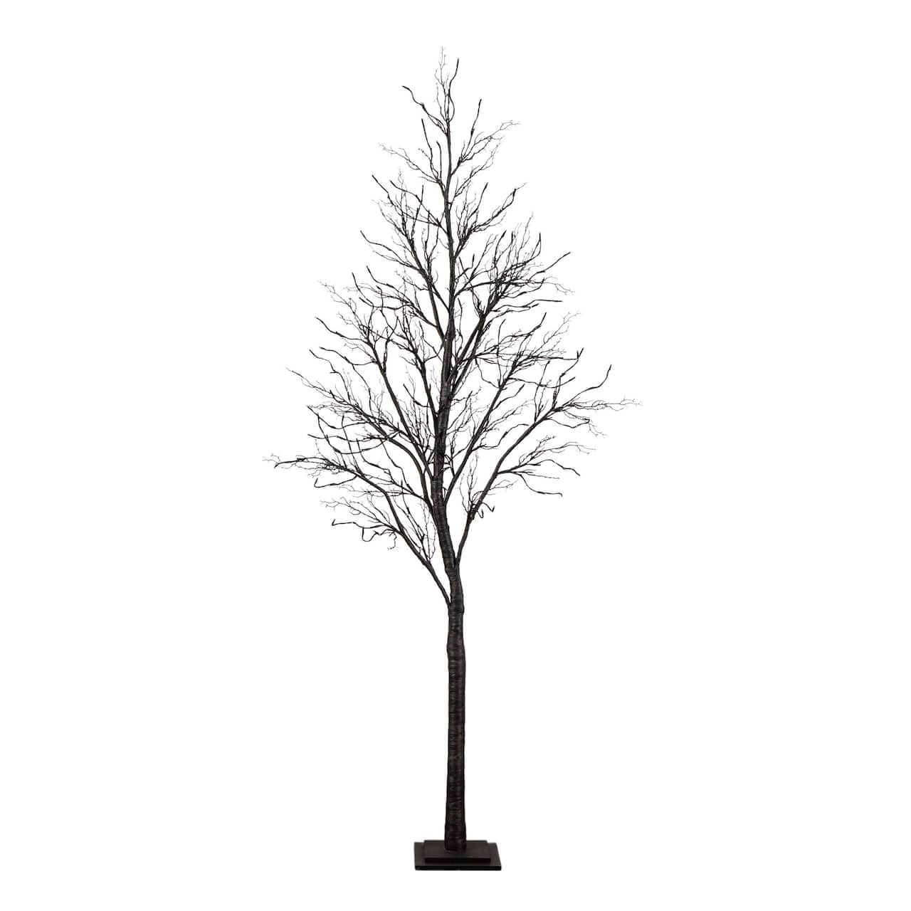8ft. Pre-Lit Halloween Deluxe Black Twig Artificial Tree with 216 Orange & Purple LED Lights